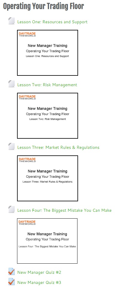 new manager training - operating trading floor